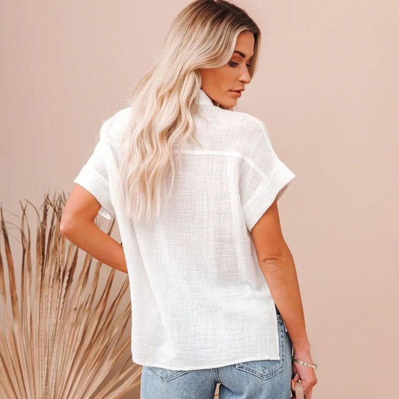 Anna-Berg | Ivory Button-Up Silk Blouse