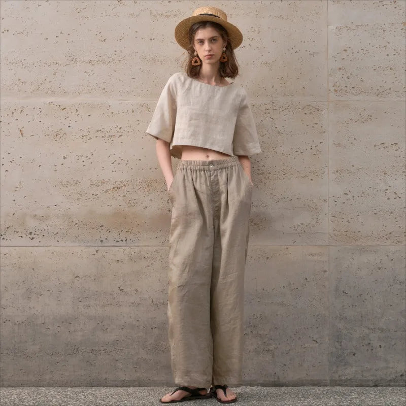 Anna-Berg | Boxy Cropped Linen Top