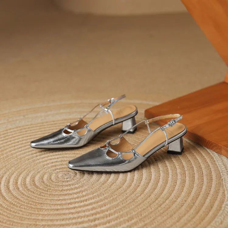 Anna-Berg | Genuine Leather Slingback Heels