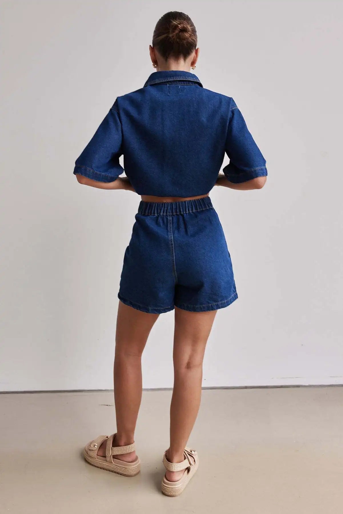 Anna-Berg | Indigo High-Waist Denim Two-Piece Set