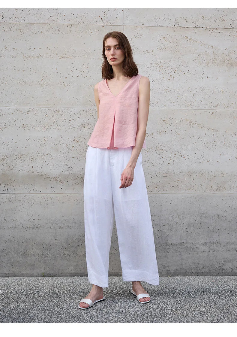 Anna-Berg | Light Blue Reversible Chambray Linen Vest