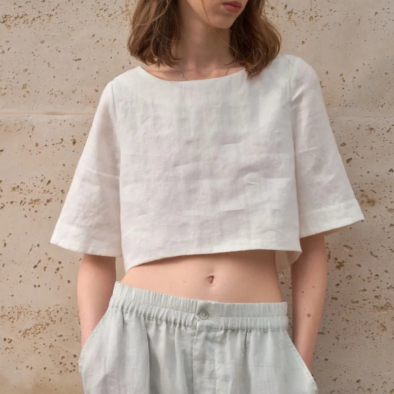 Anna-Berg | Boxy Cropped Linen Top