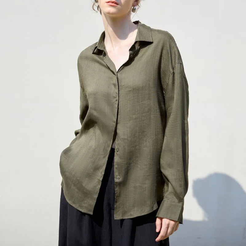 Anna-Berg | Relaxed Fit Button-Up Ramie Shirt