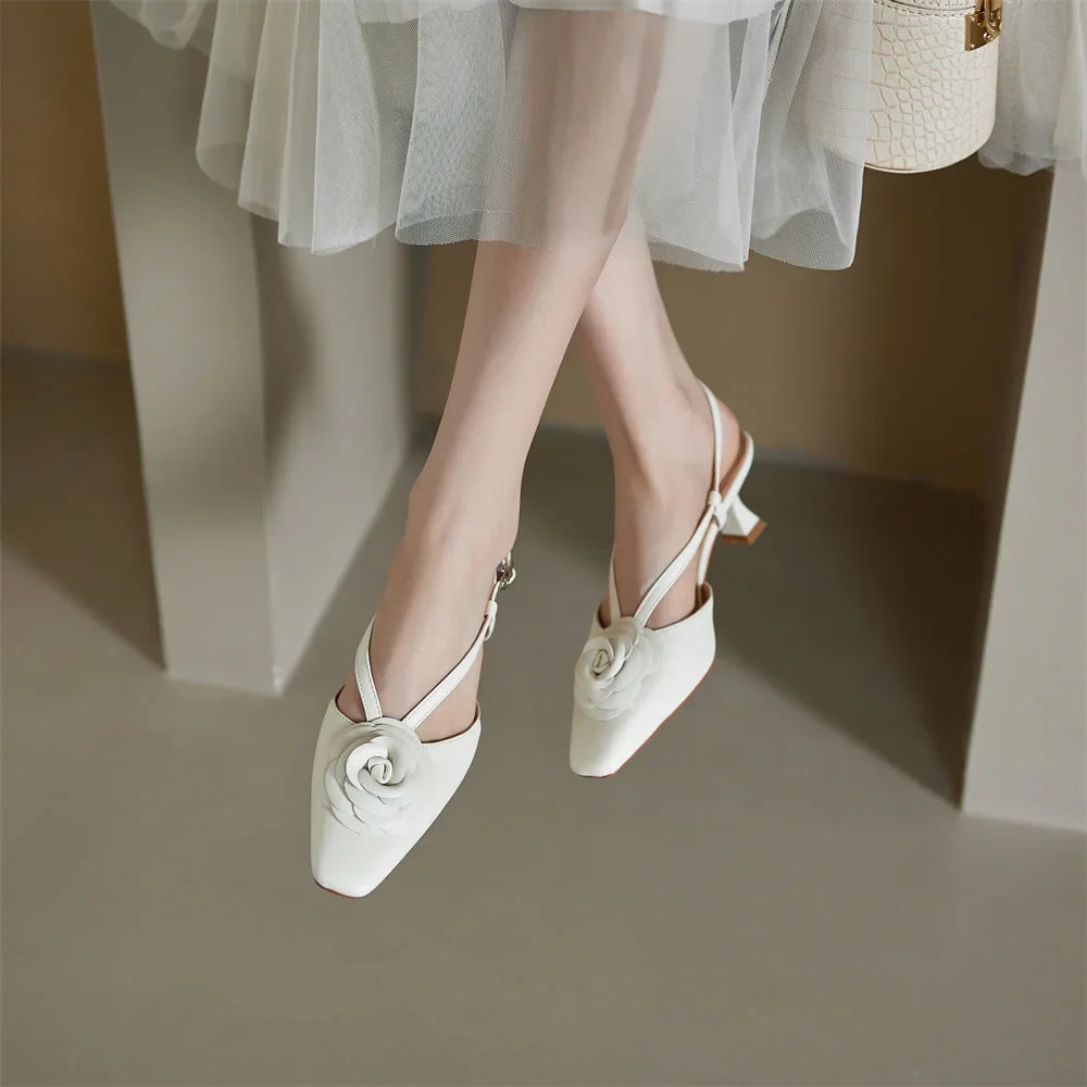 Anna-Berg | Genuine Leather Slingback Heels