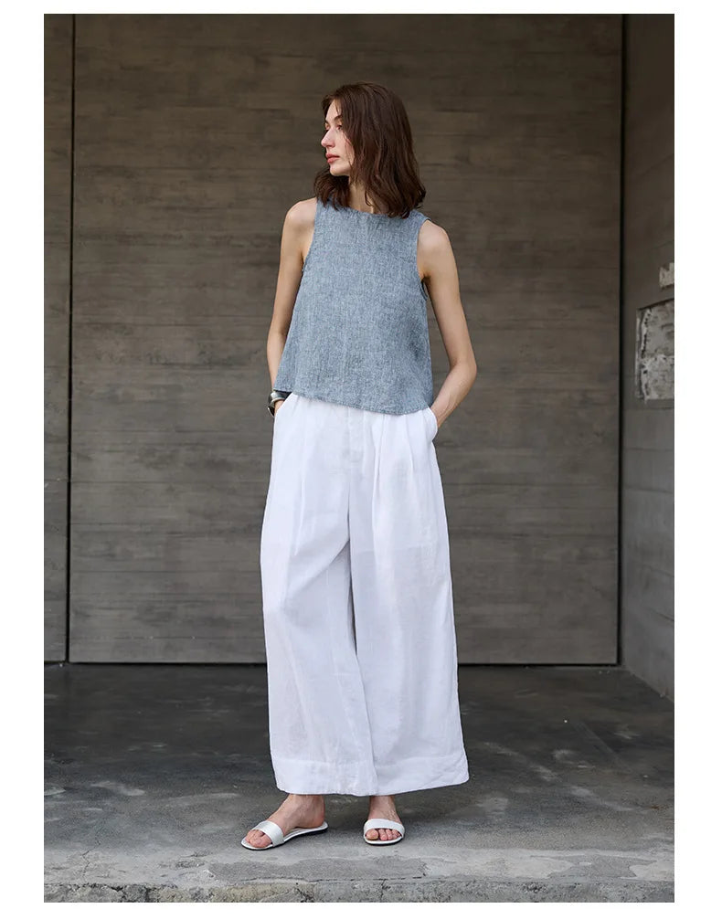 Anna-Berg | Light Blue Reversible Chambray Linen Vest