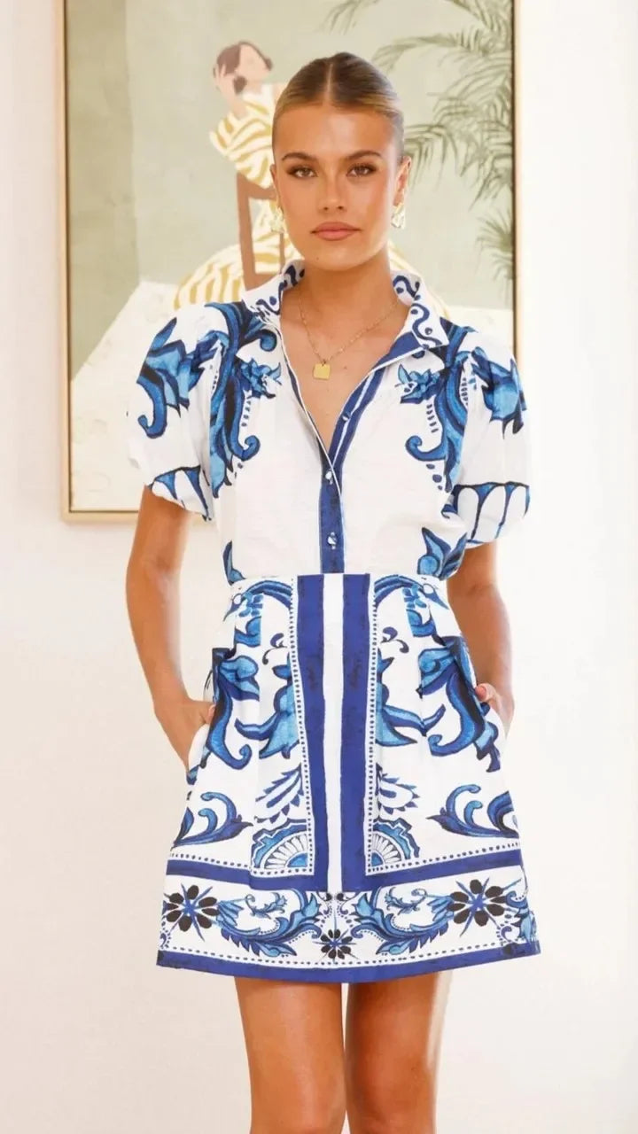 Anna-Berg | Floral Two-Piece Linen Dress