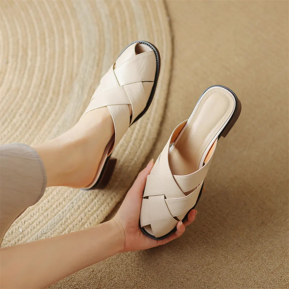 Anna-Berg | Woven Flat Leather Mule