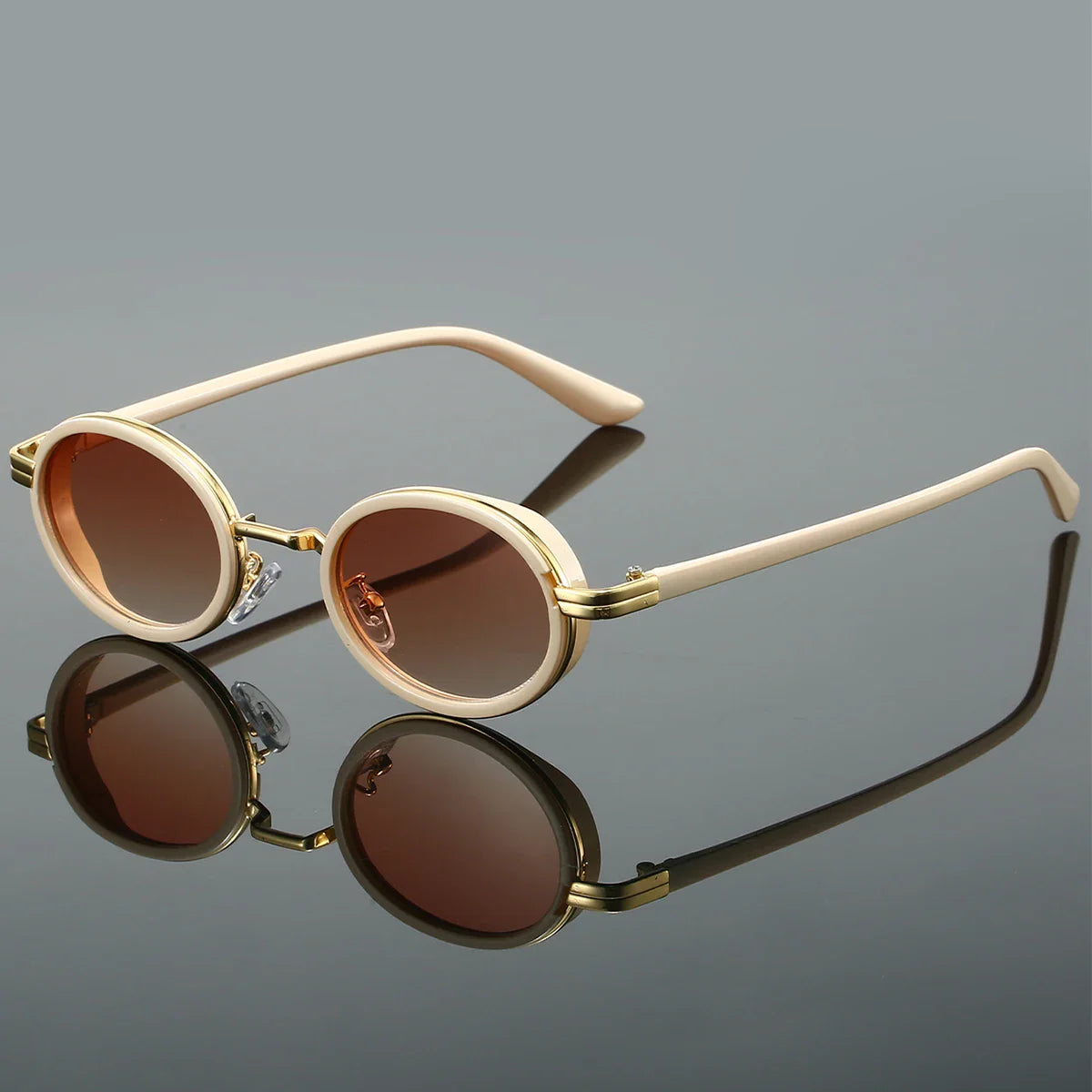 Anna-Berg | Black Polarized Round Metal Sunglasses
