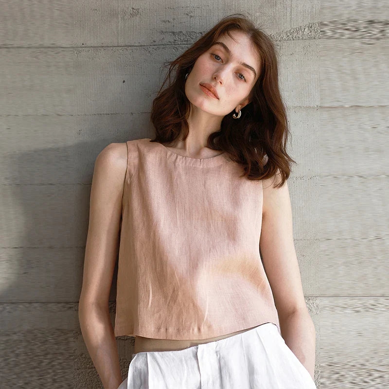 Anna-Berg | Natural Reversible Linen Crop Top