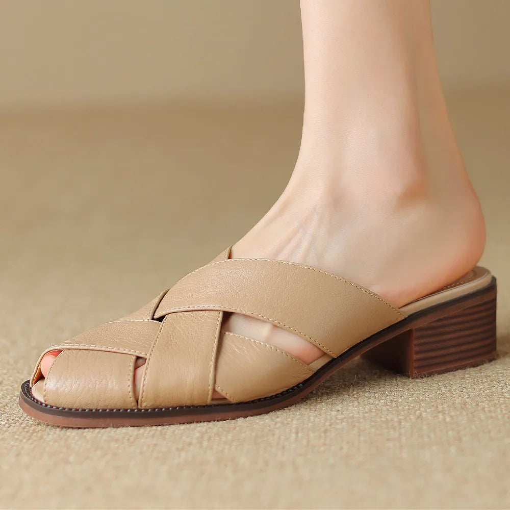 Anna-Berg | Woven Flat Leather Mule