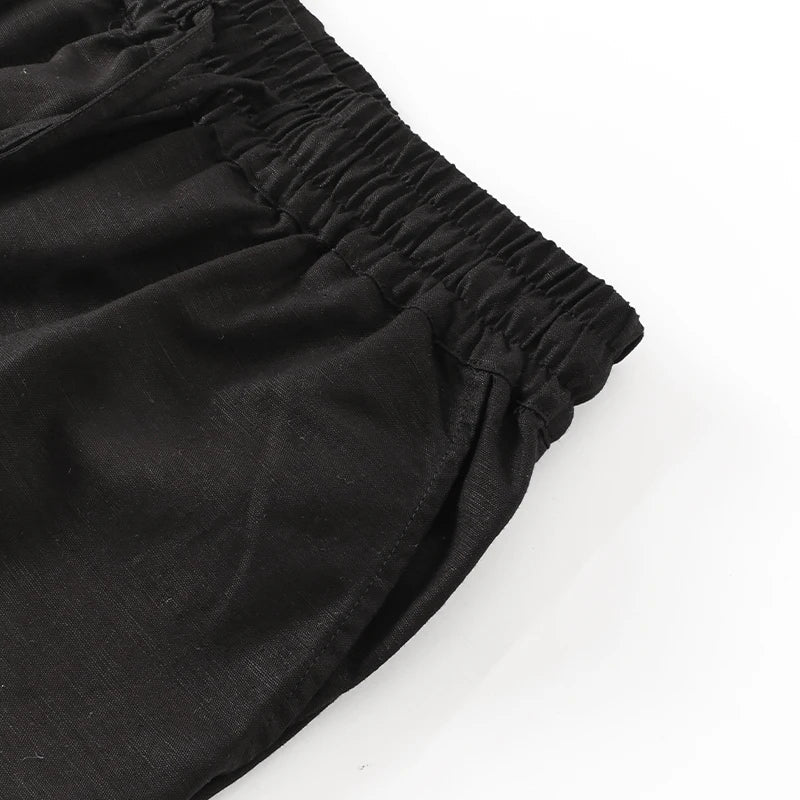 Anna-Berg | Natural Drawstring Waist Relaxed Fit Linen Pant