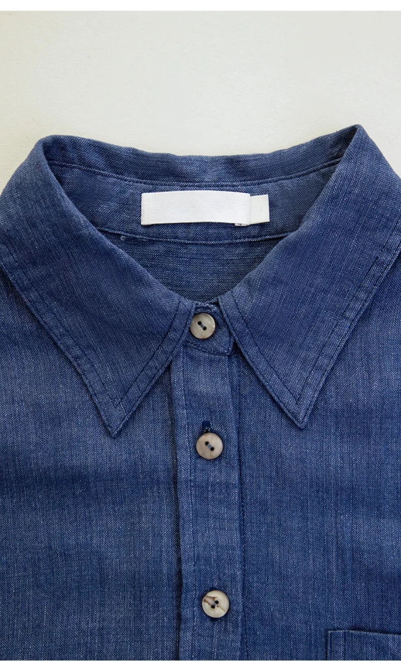 Anna-Berg | Beige Relaxed Fit Linen Shirt