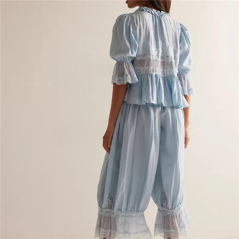 Anna-Berg | Sage Ruffled Lace Two-Piece Set