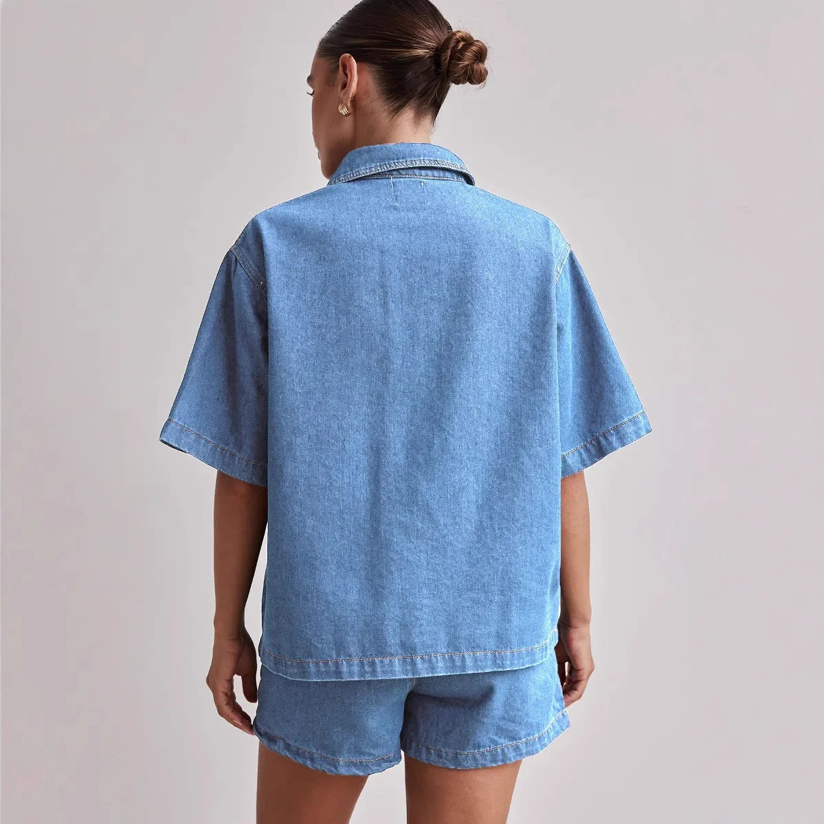 Anna-Berg | Indigo High-Waist Denim Two-Piece Set