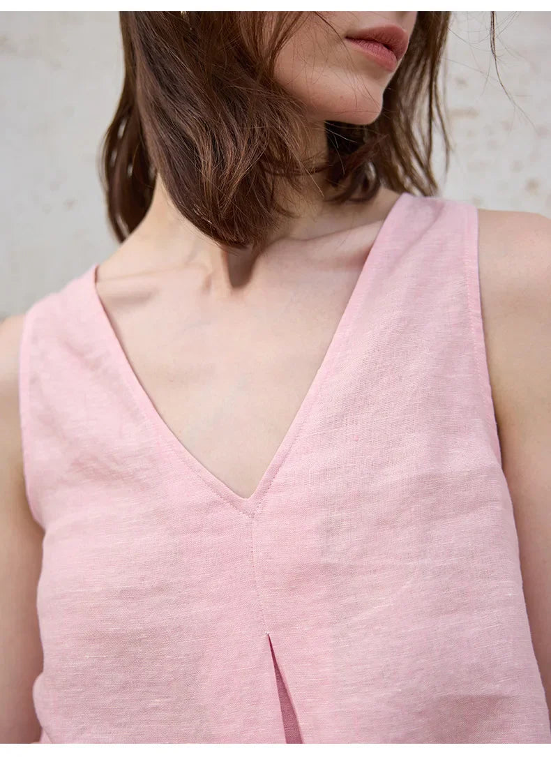 Anna-Berg | Light Blue Reversible Chambray Linen Vest