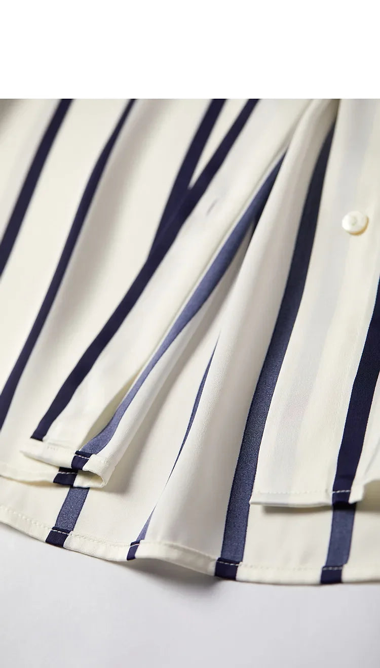 Anna-Berg | Ivory Striped Satin Blouse