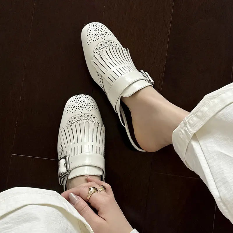 Anna-Berg | Fringe Slip-On Leather Loafers