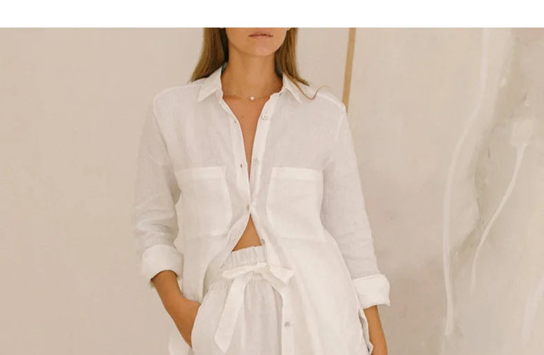 Anna-Berg | Ruffle-Waist Wide-Leg Linen Pant