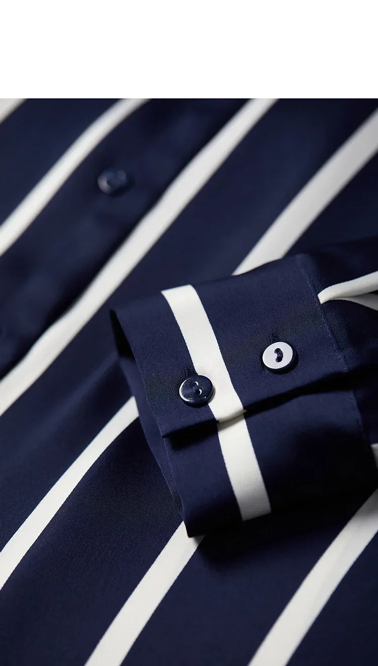 Anna-Berg | Ivory Striped Satin Blouse
