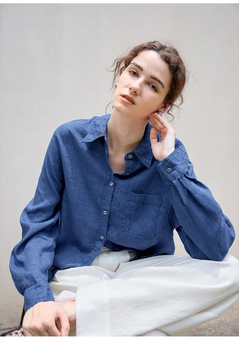 Anna-Berg | Beige Relaxed Fit Linen Shirt