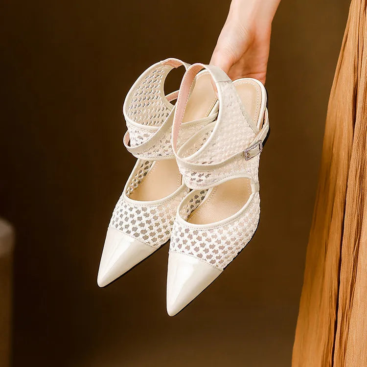 Anna-Berg | Velour Leather Slingbacks