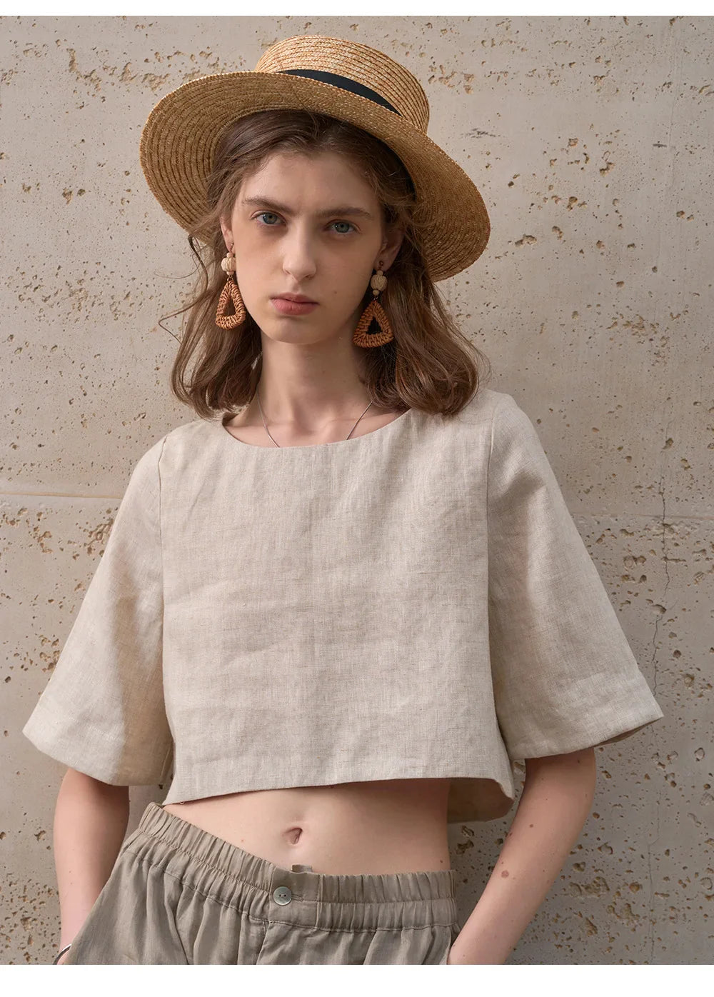 Anna-Berg | Boxy Cropped Linen Top