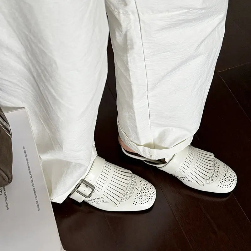 Anna-Berg | Fringe Slip-On Leather Loafers