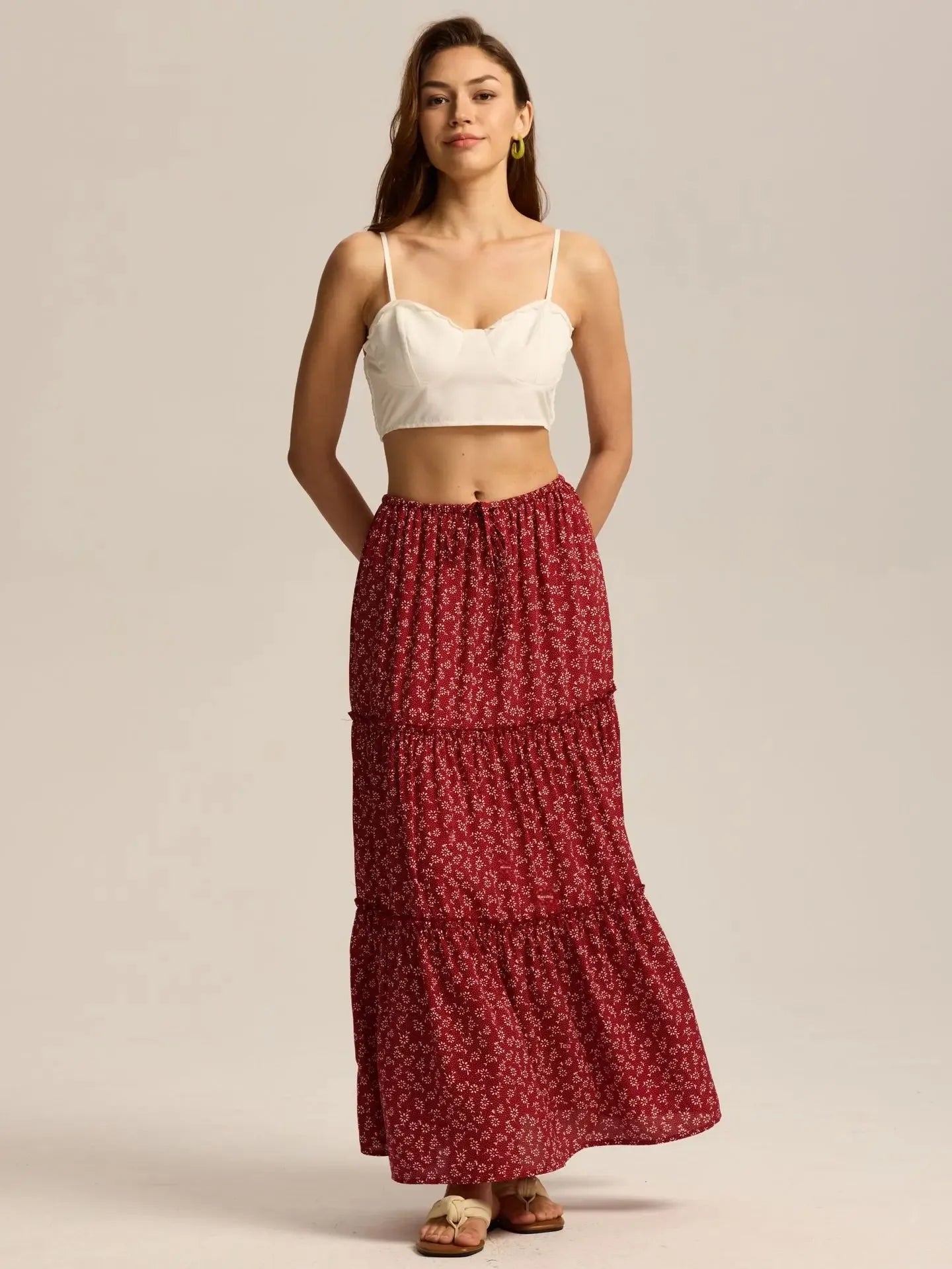 Anna-Berg | Sage Tiered Cotton Maxi Skirt