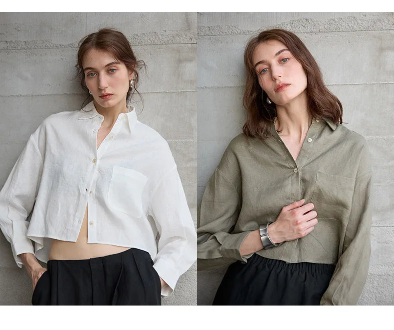Anna-Berg | Cropped Long-Sleeve Linen Shirt