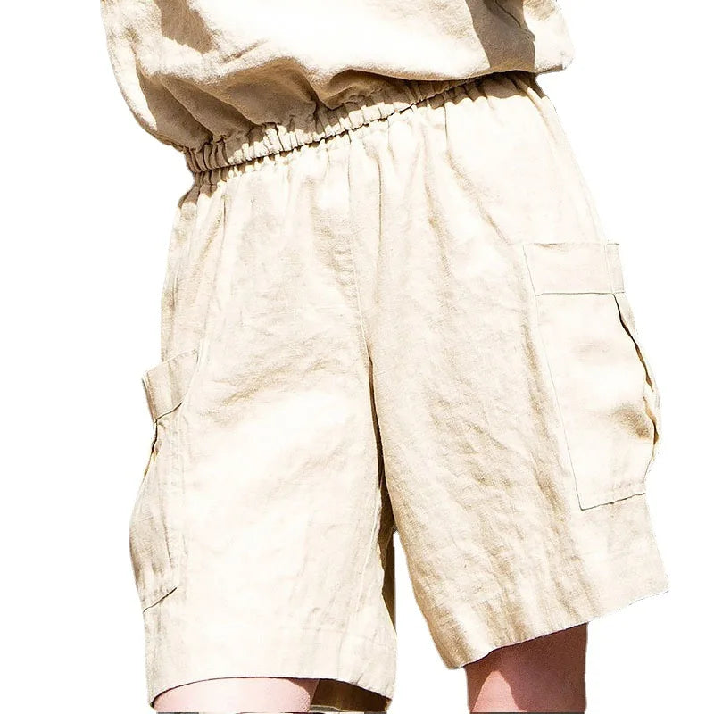 Anna-Berg | High-Waist Cargo Linen Shorts