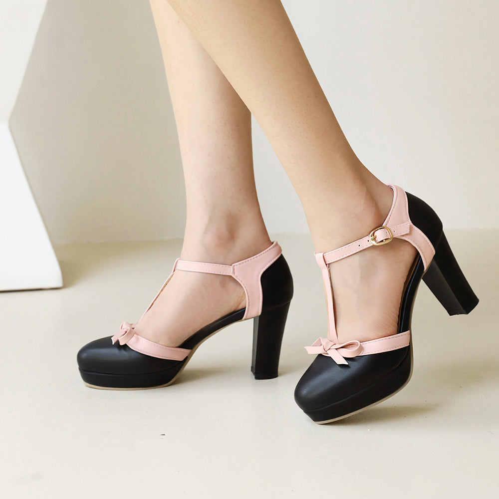 Anna-Berg | T-Strap Heels in Leather