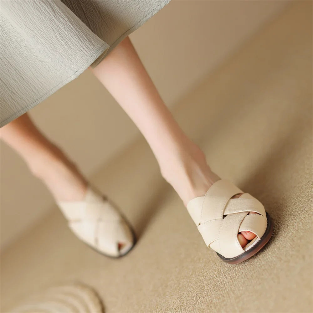 Anna-Berg | Woven Flat Leather Mule