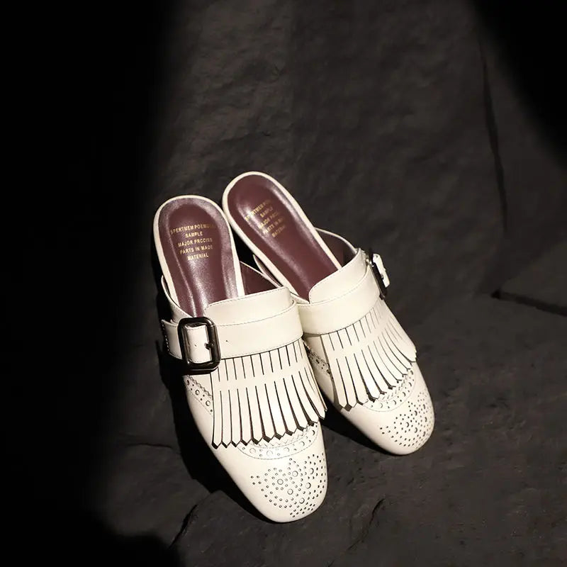 Anna-Berg | Fringe Slip-On Leather Loafers