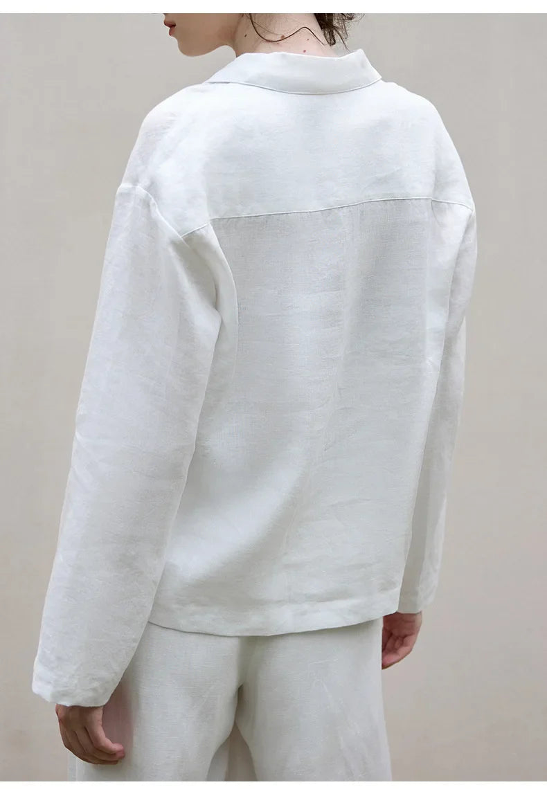 Anna-Berg | Relaxed-Fit Polo-Collar Linen Pullover