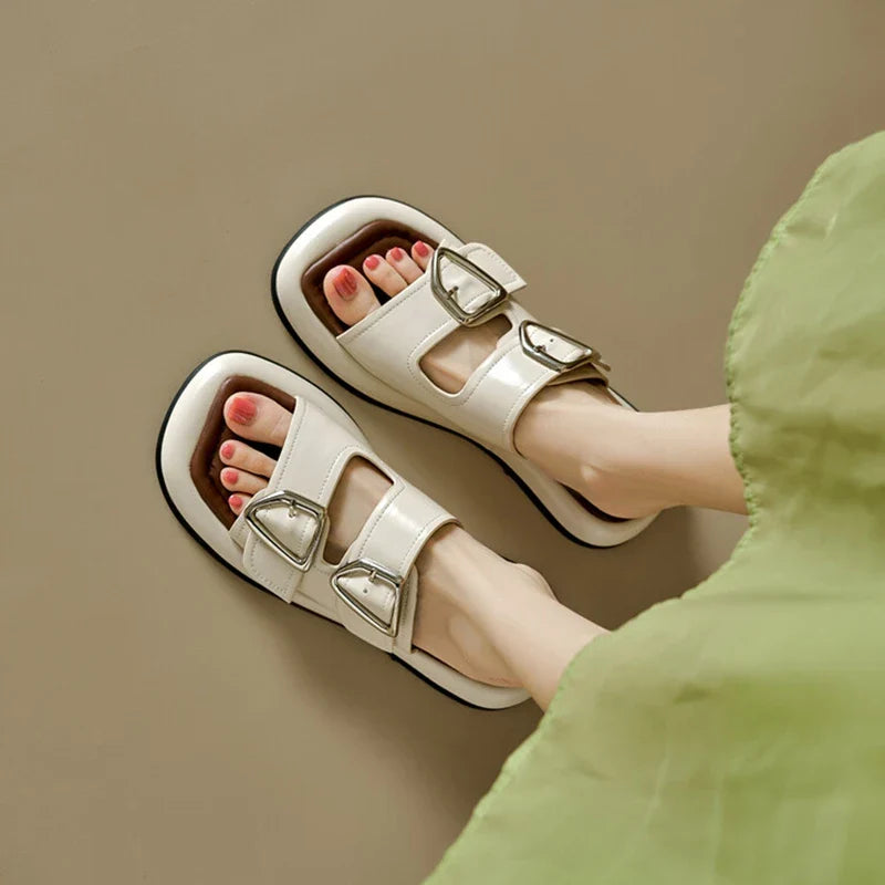 Anna-Berg | Twin-Buckle Slide Sandals