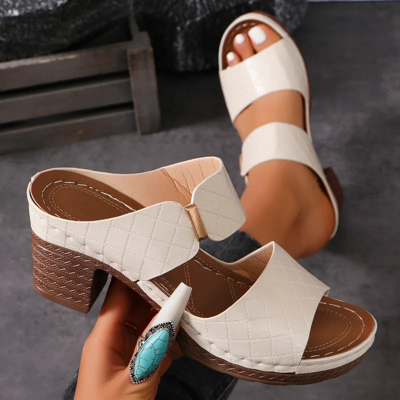Anna-Berg | Graceful Arch Support Block Heel Flat Sandals