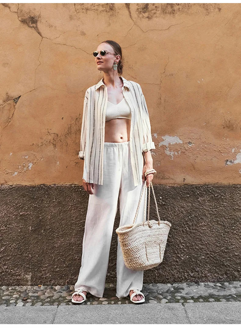 Anna-Berg | Sand Wide-Leg Linen Pant
