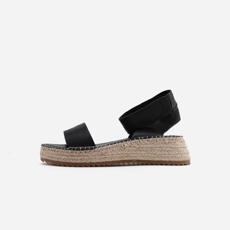 Anna-Berg | Black Ankle-Strap Leather Sandals