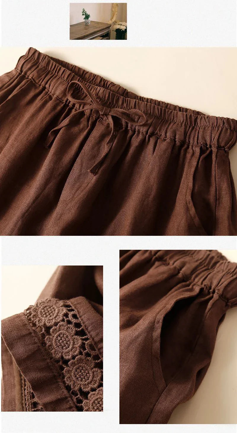 Anna-Berg | Embroidered Linen Shorts