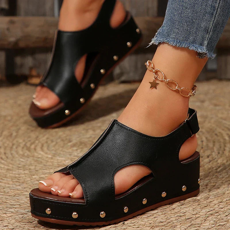 Anna-Berg | Luxe Platform Cushioned Sandals with Graceful Drape