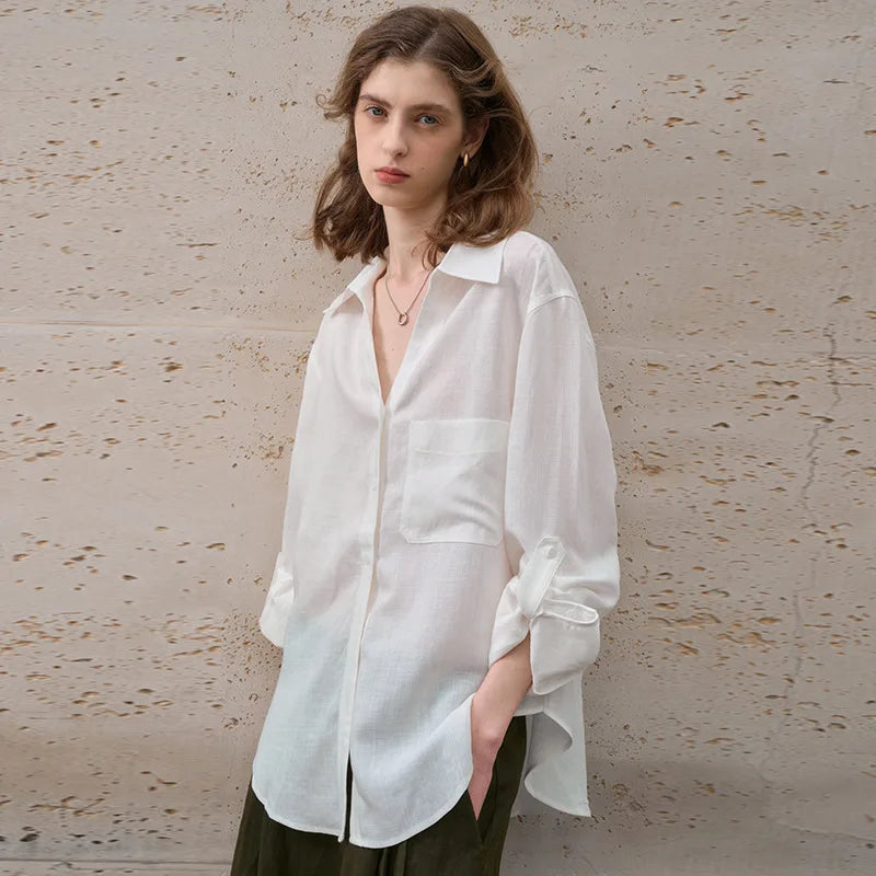 Anna-Berg | White Relaxed Fit Linen Shirt