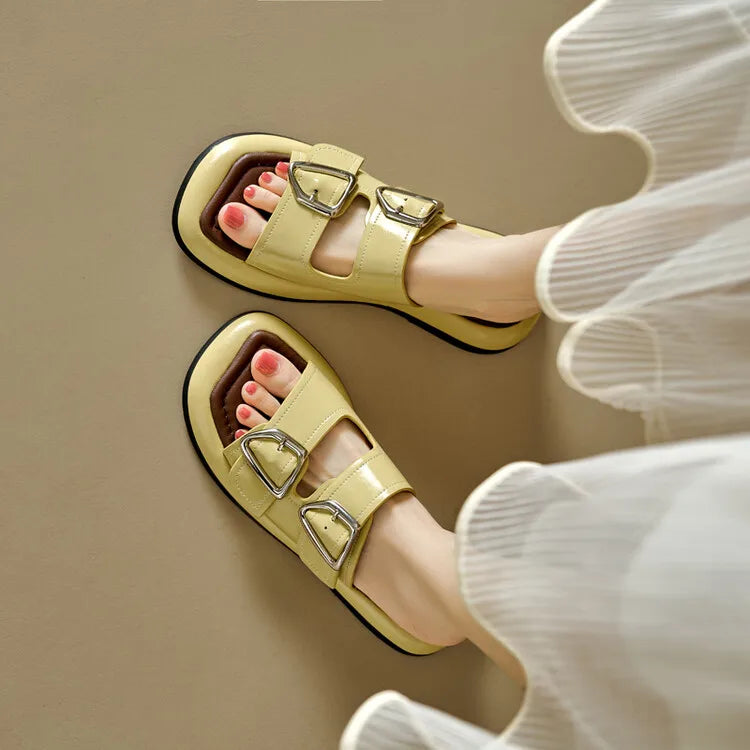 Anna-Berg | Twin-Buckle Slide Sandals