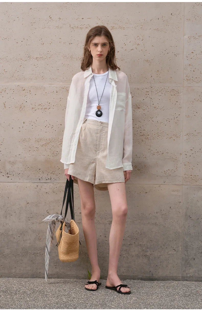 Anna-Berg | Natural Sheer Oversized Ramie Shirt