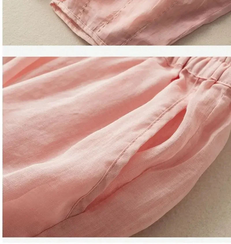Anna-Berg | Natural High-Waist Wide-Leg Linen Pants