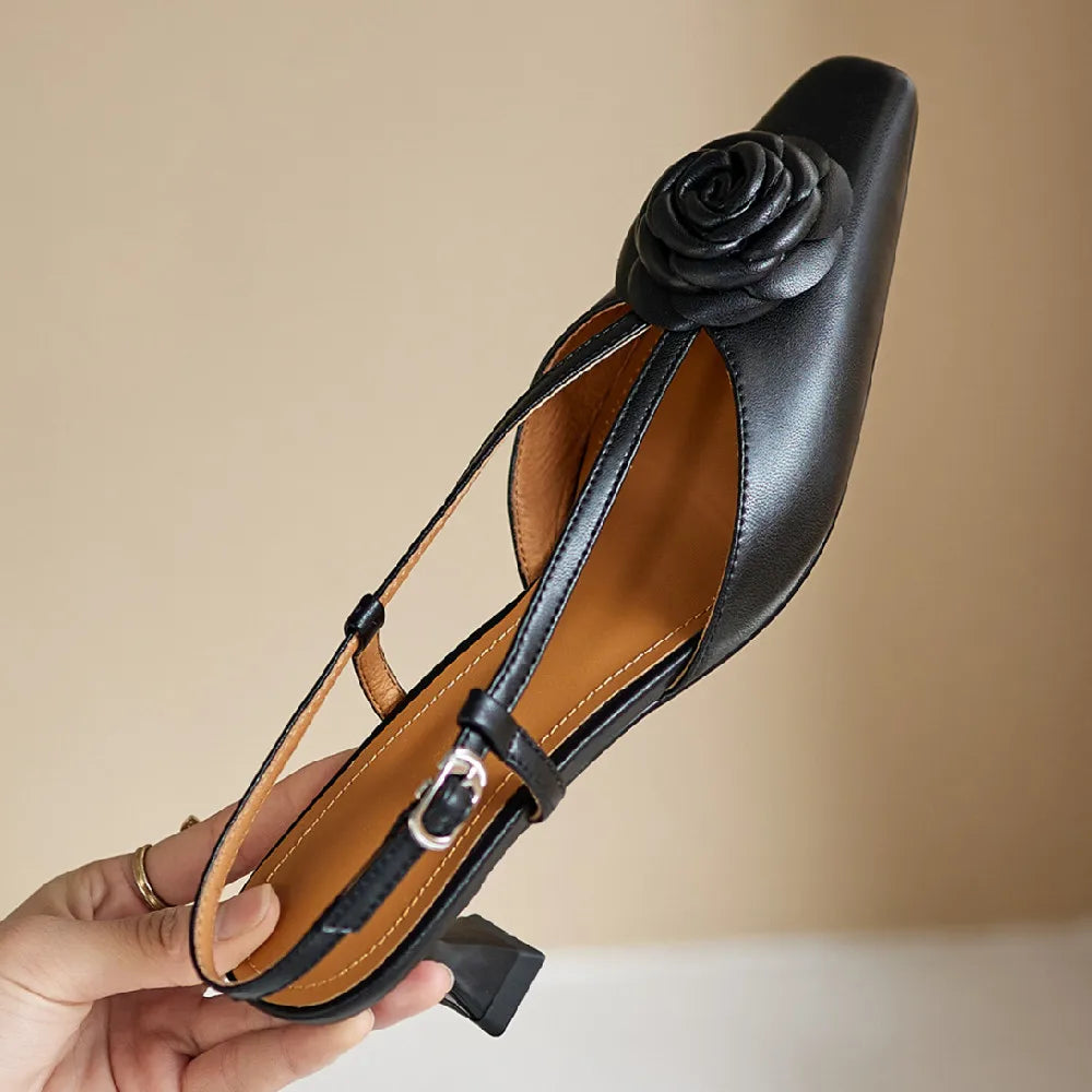 Anna-Berg | Genuine Leather Slingback Heels