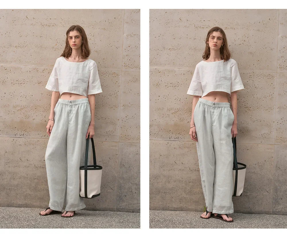 Anna-Berg | Boxy Cropped Linen Top