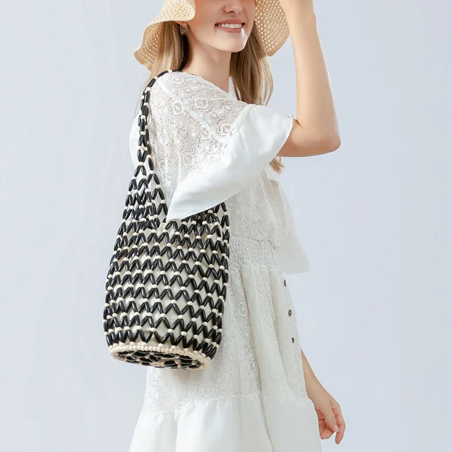Anna-Berg | Natural Netted Cotton Beach Bag