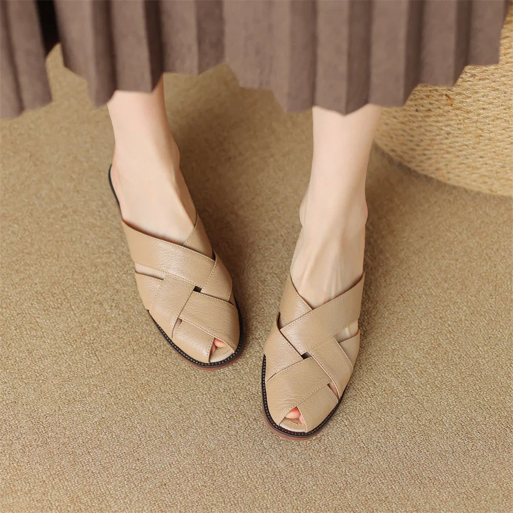 Anna-Berg | Woven Flat Leather Mule