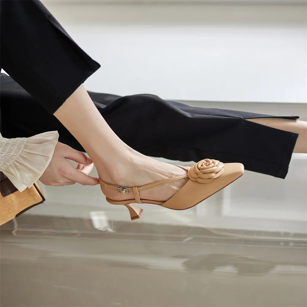Anna-Berg | Genuine Leather Slingback Heels
