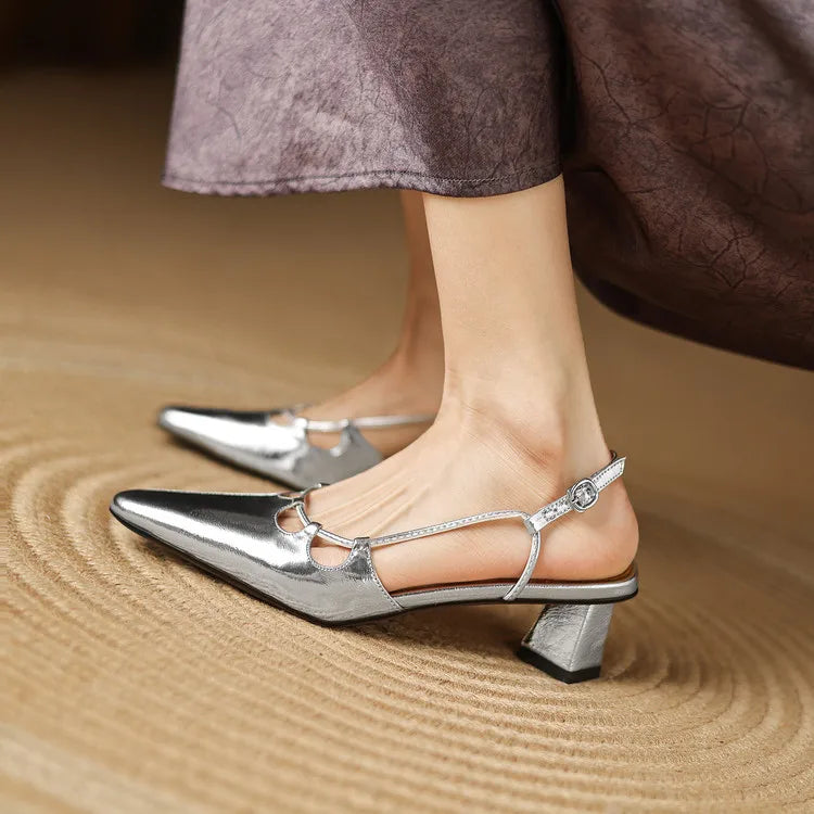 Anna-Berg | Genuine Leather Slingback Heels